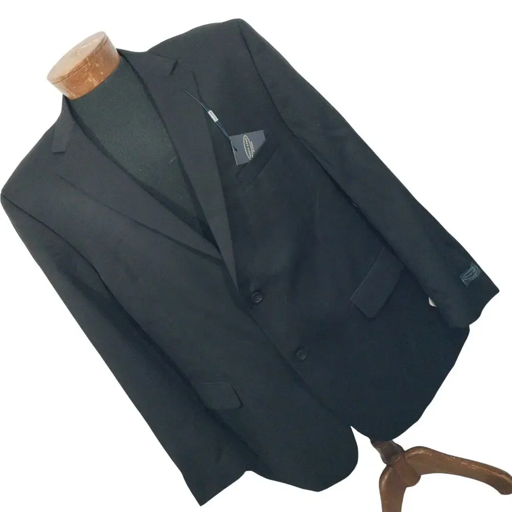 NWT@$395! PRONTO UOMO! PLATINUM LUXE BLACK 100% FINE WOOL DRESS JACKET! SZ 48L